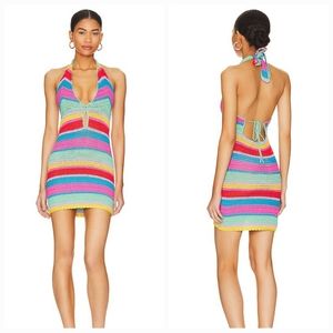 More to Come Kalisse Halter Mini Dress in Multicolor
